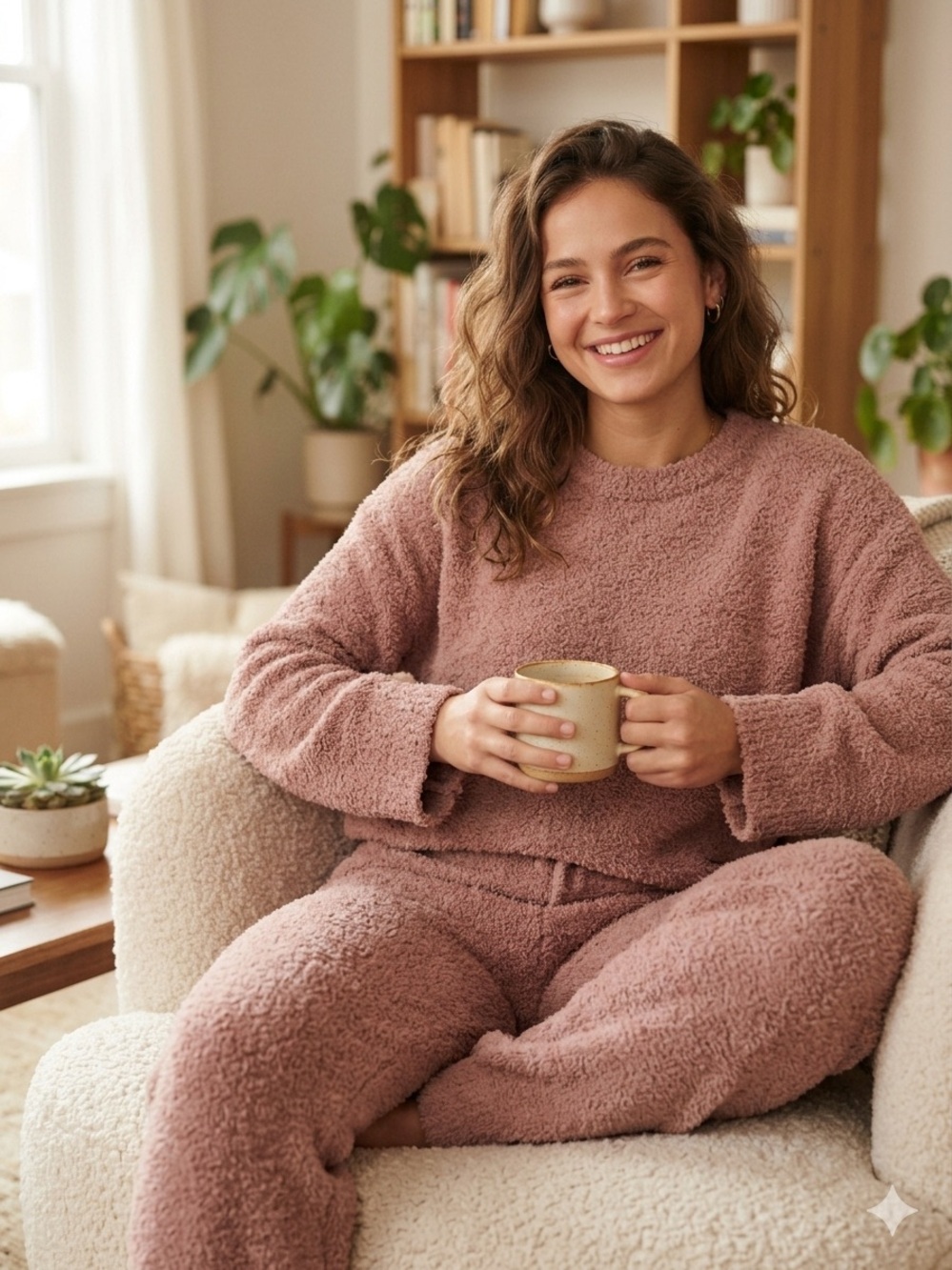 Cozy Plush Lounge Set - Dusty Rose